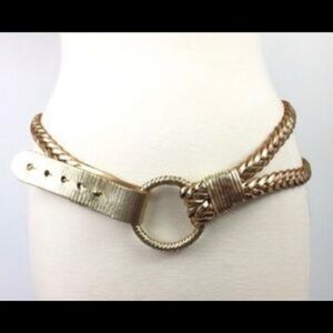 Express gold leather braided belt M